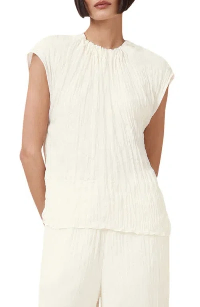 Allsaints Trisha Crinkle Texture Top In Gardenia Cream