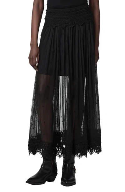 Allsaints Trixie Lace Maxi Skirt In Black