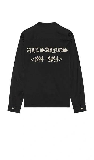 Allsaints Troya Long Sleeve Shirt In Jet Black