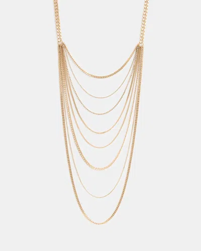 Allsaints Trudy Layered Chain Necklace In Warm Brass/grey