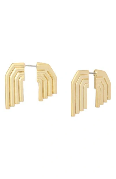 Allsaints Tube Front/back Earrings In Gold