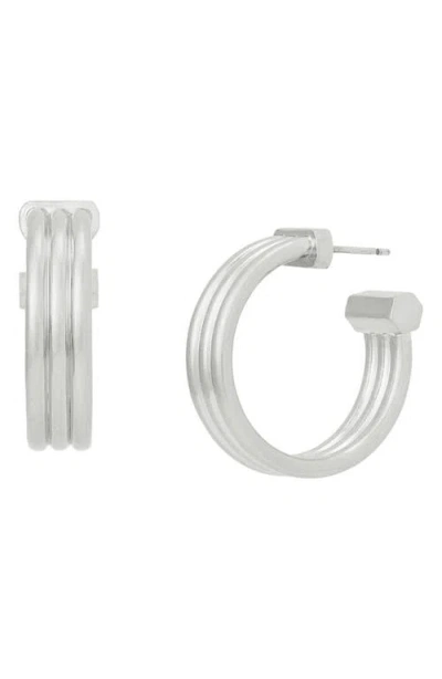 Allsaints Tube Hoop Earrings In Metallic