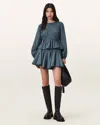 Allsaints Tulip Blue Cotton Mini Skirt,