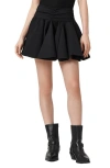 Allsaints Womens Black Tulip Gathered-waist Stretch-woven Mini Skirt In Black