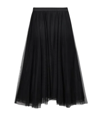 Allsaints Vashtie Mixed Lace Handkerchief Hem Skirt In Black