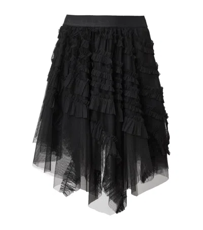Allsaints Womens Jayde Branded-waist Tulle Woven Mini Skirt Black