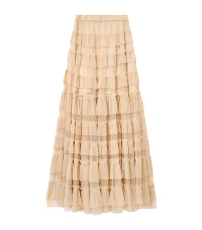 ALLSAINTS TULLE RUFFLED AUDE MAXI SKIRT