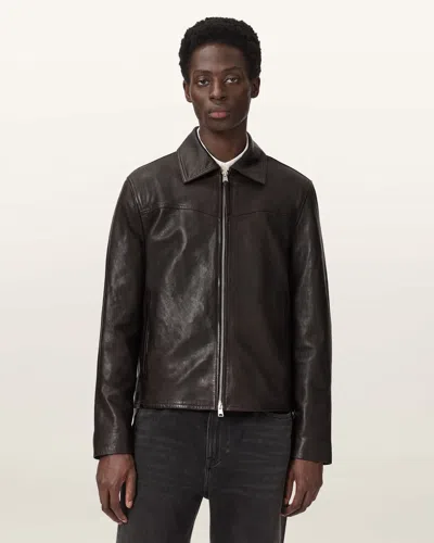 Allsaints Tune Regular Fit Leather Jacket In Multi