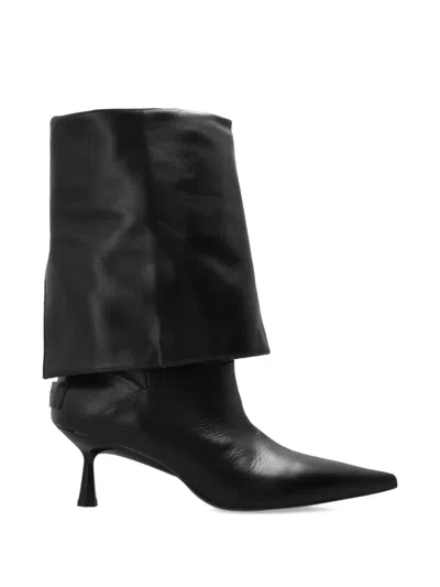Allsaints Turn-down Pointed-toe Boots In Black