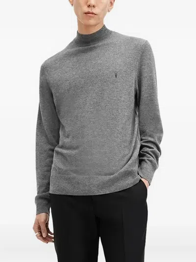 Allsaints Turtleneck Logo Sweater In Burgundy
