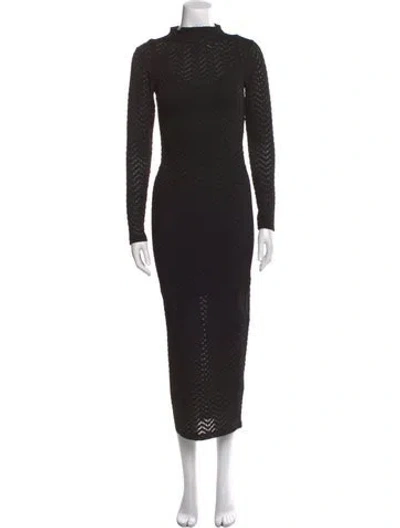 Pre-owned Allsaints Turtleneck Long Dress In Black