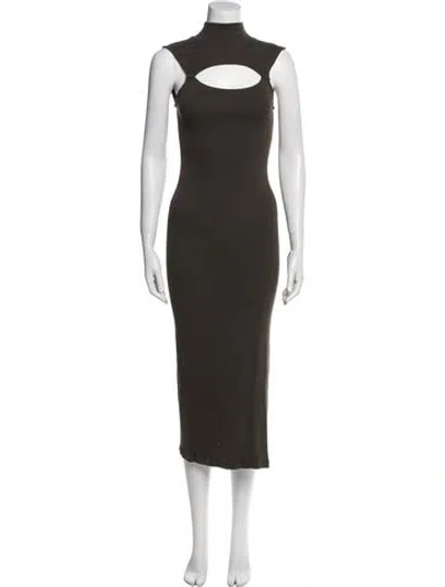 Pre-owned Allsaints Turtleneck Long Dress In Green