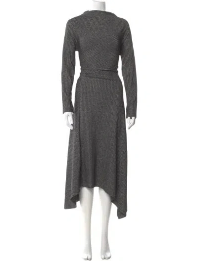Pre-owned Allsaints Turtleneck Midi Length Dress In Gray