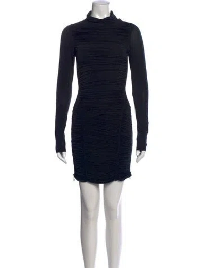 Pre-owned Allsaints Turtleneck Mini Dress In Blue