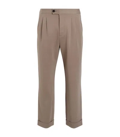 Allsaints Twill Helm Straight Trousers In Brown