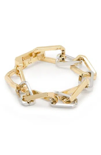 Allsaints Two Tone Assorted Hex Link Bracelet In Gold