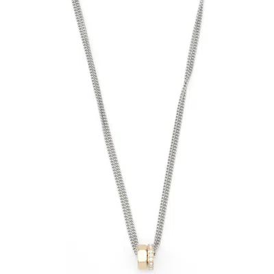 Allsaints Two-tone Bolt Pendant Necklace In Multi