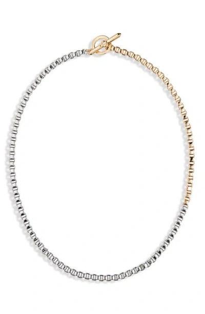 Allsaints Two-tone Box Chain Necklace In Gold/ Rhodium