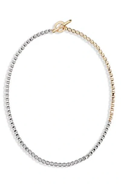 Allsaints Two-tone Box Chain Necklace In Metallic