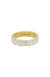 Allsaints Two-tone Hammered Band Ring In Warm Silver/ Brass