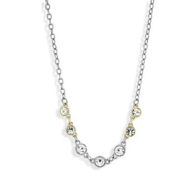 Allsaints Two-tone Crystal Frontal Necklace In Metallic