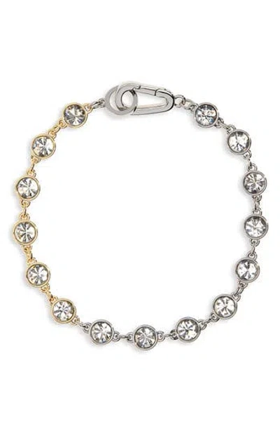 Allsaints Two-tone Crystal Line Bracelet In Metallic