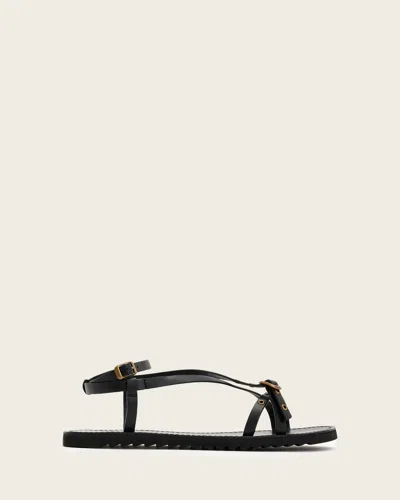 Allsaints Tyla Eyelet Leather Buckle Sandals In Multi