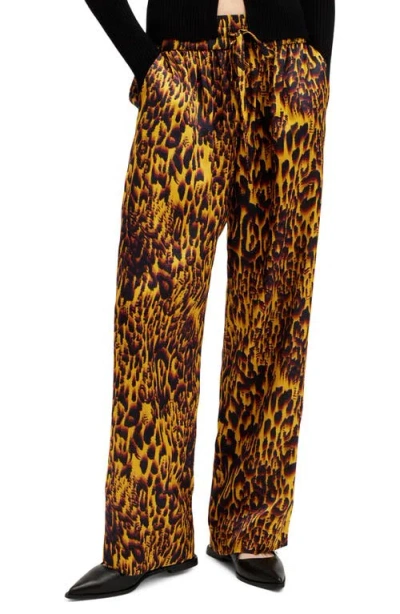 ALLSAINTS ALLSAINTS TYLER ABSTRACT PRINT STRAIGHT LEG SATIN PANTS