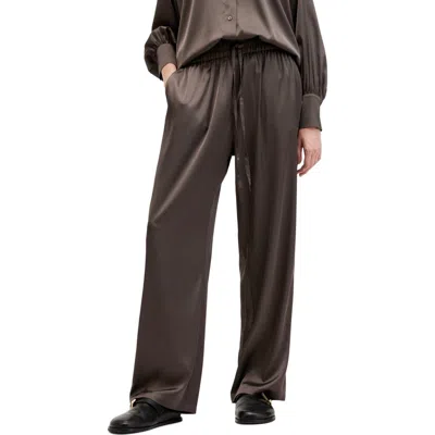 Allsaints Tyler Wide Leg Satin Pants In Tarmac Green