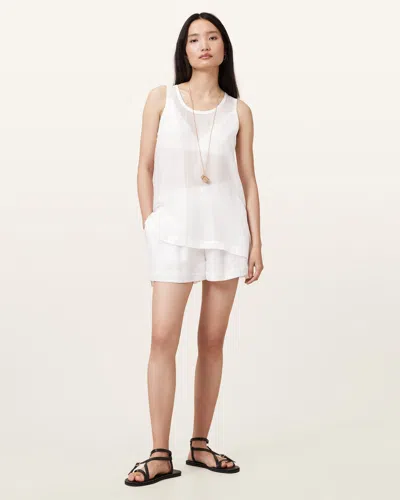 Allsaints Tysh Elasticated-waist Shorts In Snow White