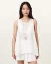 Allsaints Tysh Sheer Tank Top In Snow White
