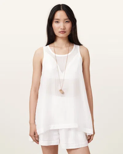 Allsaints Tysh Sheer Tank Top In Snow White