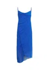 Allsaints Ulla Mesh Draped Midi Dress In Blue
