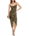 Allsaints Ulla Kora Floral Mesh Slipdress In Green