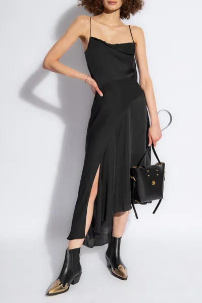 navy blue dress for baby girl ALLSAINTS Gia Ribbed Asymmetric Midi Dress