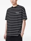 Allsaints Undergorund Logo-print Horizontal-stripe T-shirt In Black