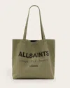 Allsaints Undergound Logo Printed Tote Bag In Nori Green