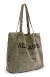 Allsaints Underground Aci Denim Tote In Grass Green/black