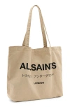 Allsaints Underground Aci Denim Tote In Toffee Brown