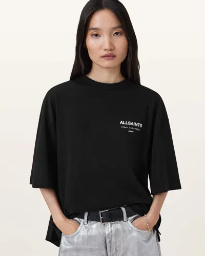 Allsaints Underground Amelie Oversized T-shirt In Black