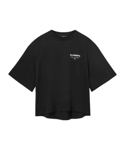 Allsaints Underground Amelie Oversized T-shirt In Black