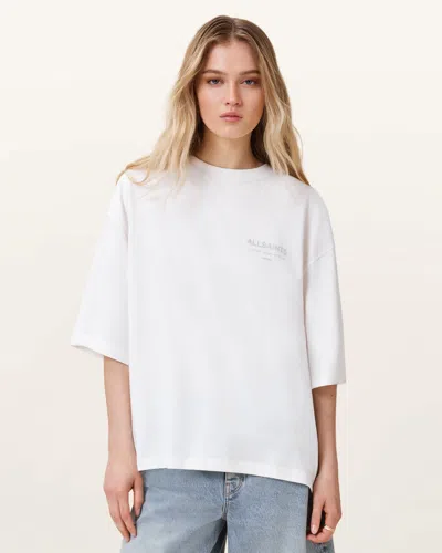 Allsaints Underground Amelie Oversized T-shirt In White