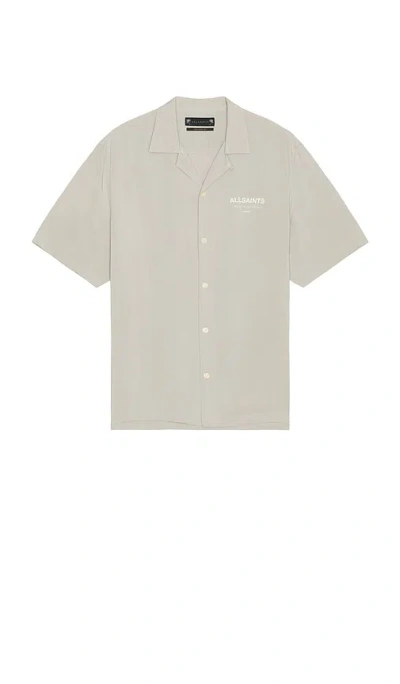 Allsaints Underground Camp Shirt In Grey