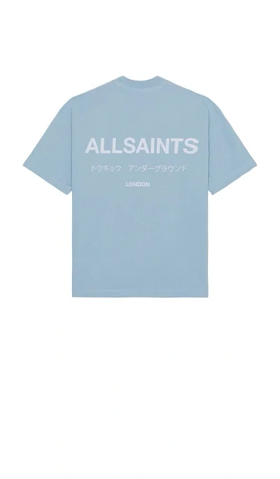 Allsaints Underground Crew Neck Tee In Blue