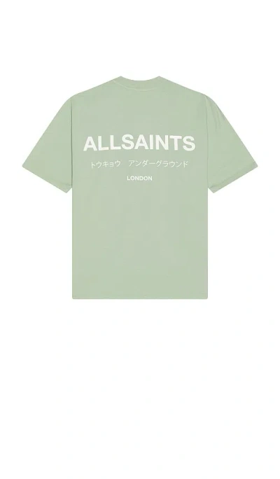 Allsaints Underground Crew Neck Tee In Green