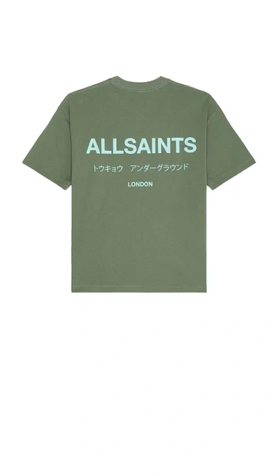 Allsaints Underground Crew Neck Tee In Smokey Green