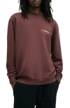 Allsaints Mens Deep Mauve Pur Underground Graphic-print Cotton Sweatshirt