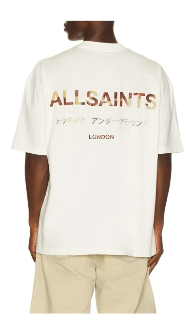 Allsaints Underground Cow Print Logo T-shirt With Back Print In White
