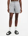 Allsaints Mens Grey Marl Underground Logo-print Organic-cotton Shorts In Skyline Grey