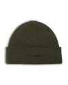 Allsaints Underground Embroidered Logo Beanie In Green
